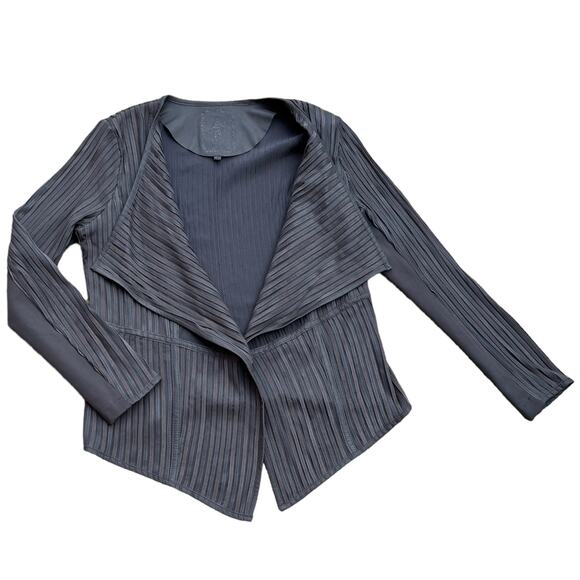 My Tribe Genuine Leather Stripes Cardigan Sz S - Picture 2 of 5